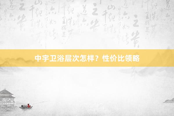 中宇卫浴层次怎样？性价比领略