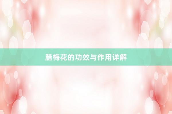 腊梅花的功效与作用详解